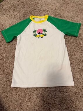Janie and Jack Kids Rashguard in White, Yellow, Green, size 8